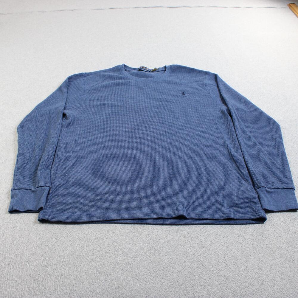 Polo Ralph Lauren Shirt Mens XL Blue Thermal Waffle Knit Long Sleeve Heritage